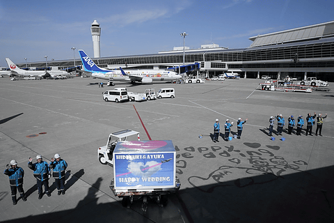 画像 セントレアとana 空の上での結婚式 実施 機内で挙式 空港で披露宴 福原愛選手もお祝いメッセージ 78 トラベル Watch