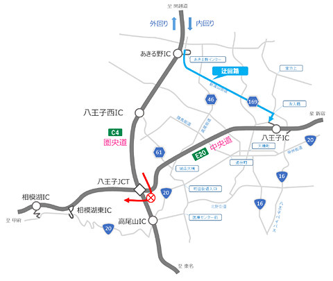 Nexco中日本 八王子jctの圏央道内回り 中央道甲府方面のランプで夜間閉鎖 6月10日 12日実施 トラベル Watch