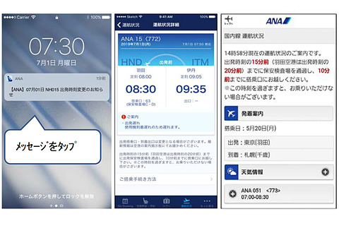 Ana 予約便の運航情報をanaアプリのプッシュ通知やsmsでも自動配信