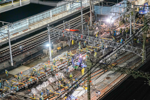 高輪ゲートウェイ駅 開業に向けた品川駅の 山手線 京浜東北線 線路切換工事を公開 Jr東日本 発足後初の 山手線運休 を伴う工事 トラベル Watch