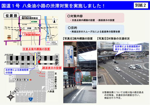 国道1号 京都市 堀川塩小路交差点の改善工事を6月10日から実施 北行きの安全 渋滞対策 トラベル Watch