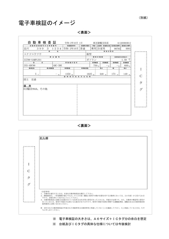 国交省 23年1月運用開始予定の電子車検証を A6サイズの台紙にicタグ貼り付け と決定 トラベル Watch