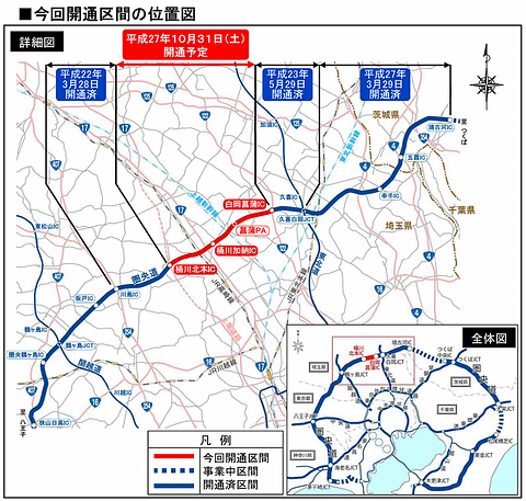 国交省とnexco東日本 圏央道 桶川北本ic 白岡菖蒲icを10月31日に開通 東名高速 関越道 中央道 東北道を圏央道で接続 トラベル Watch Watch