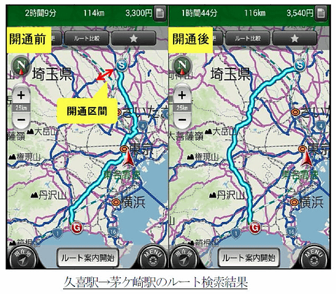 Navitime 10月31日開通の圏央道 桶川北本ic 白岡菖蒲ic に即日対応 トラベル Watch Watch