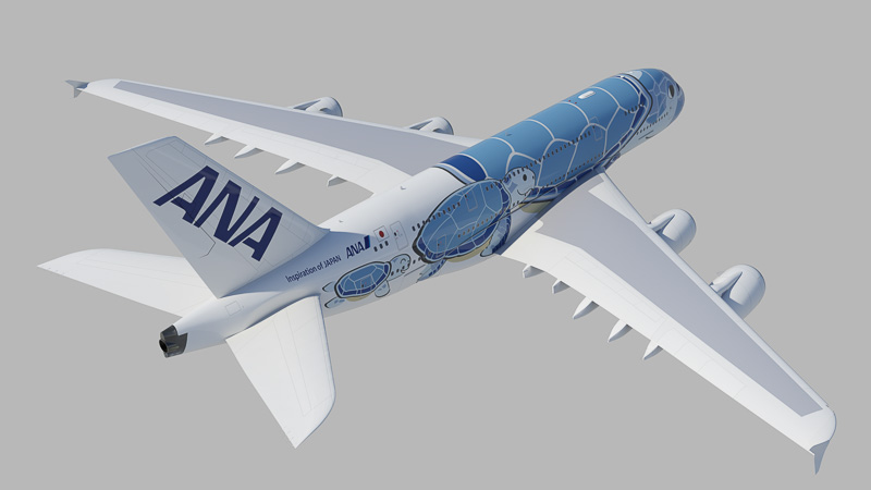 ANA、エアバス A380型機の特別塗装機は「FLYING HONU（ホヌ 