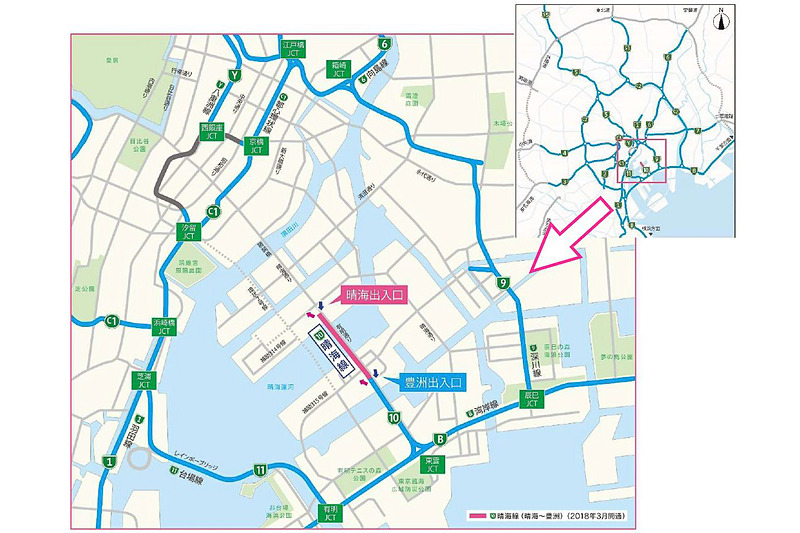 首都高、10号晴海線 晴海～豊洲を3月10日16時開通 開通前の