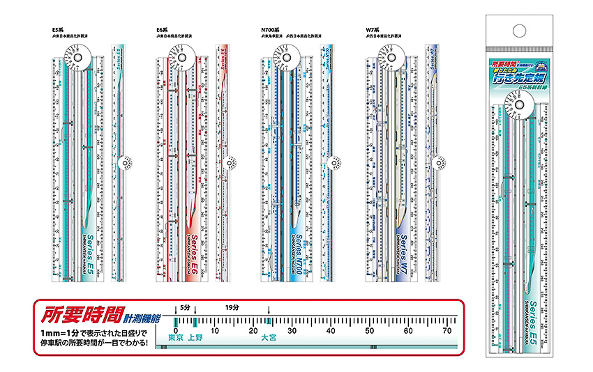 ヘソプロダクション、新幹線の所要時間を目盛りで計算できる折りたたみ