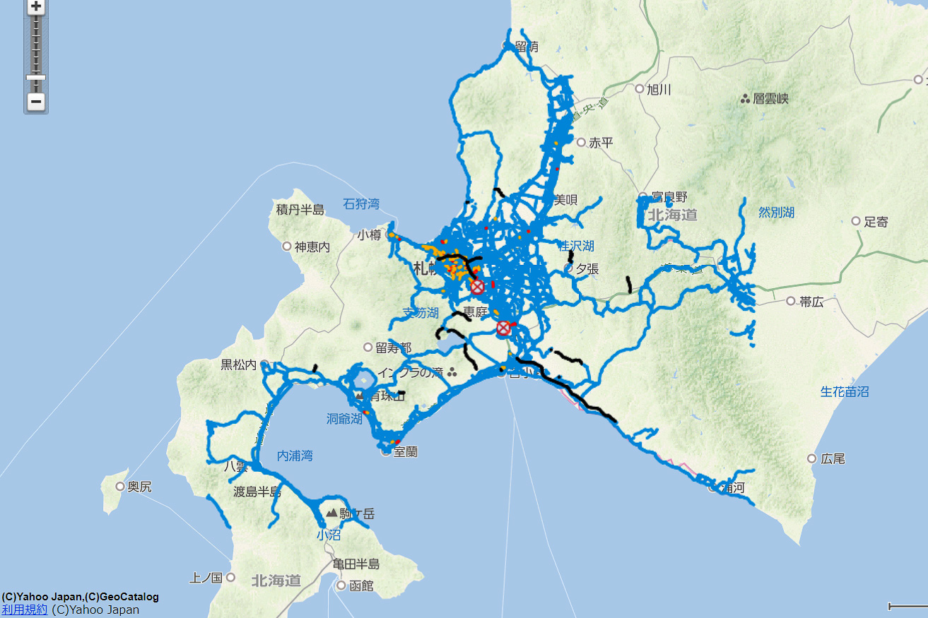 ヤフー Yahoo 地図 で北海道地震の影響による道路交通情報掲載 トラベル Watch