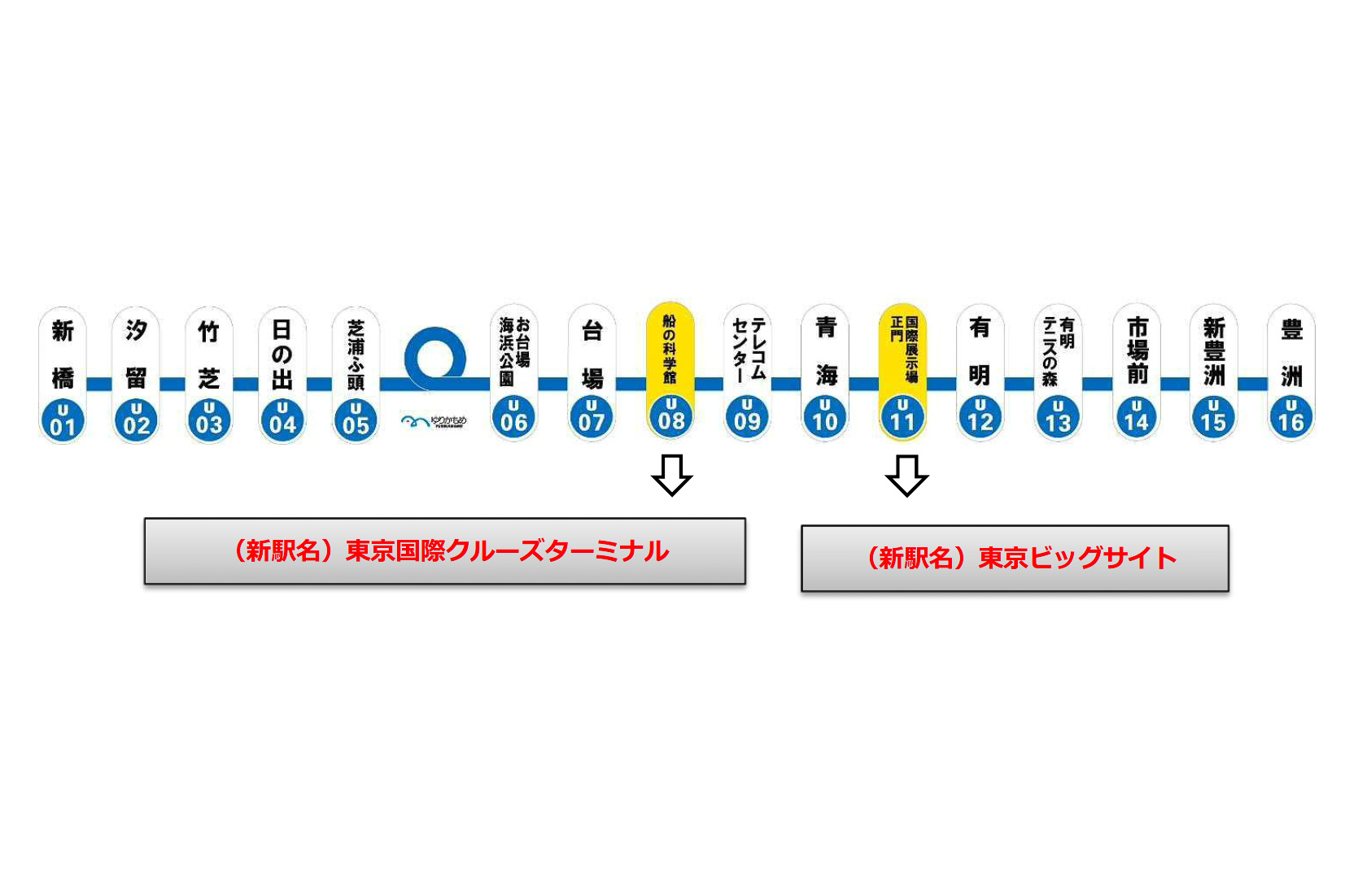 ゆりかもめ 新駅名への改称日を3月16日に決定 東京国際クルーズターミナル駅 東京ビッグサイト駅 へ トラベル Watch
