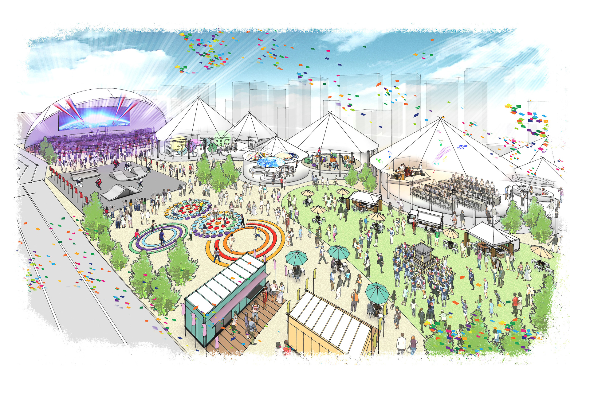 高輪ゲートウェイ駅前に、2020年春の開業から9月初旬までイベント