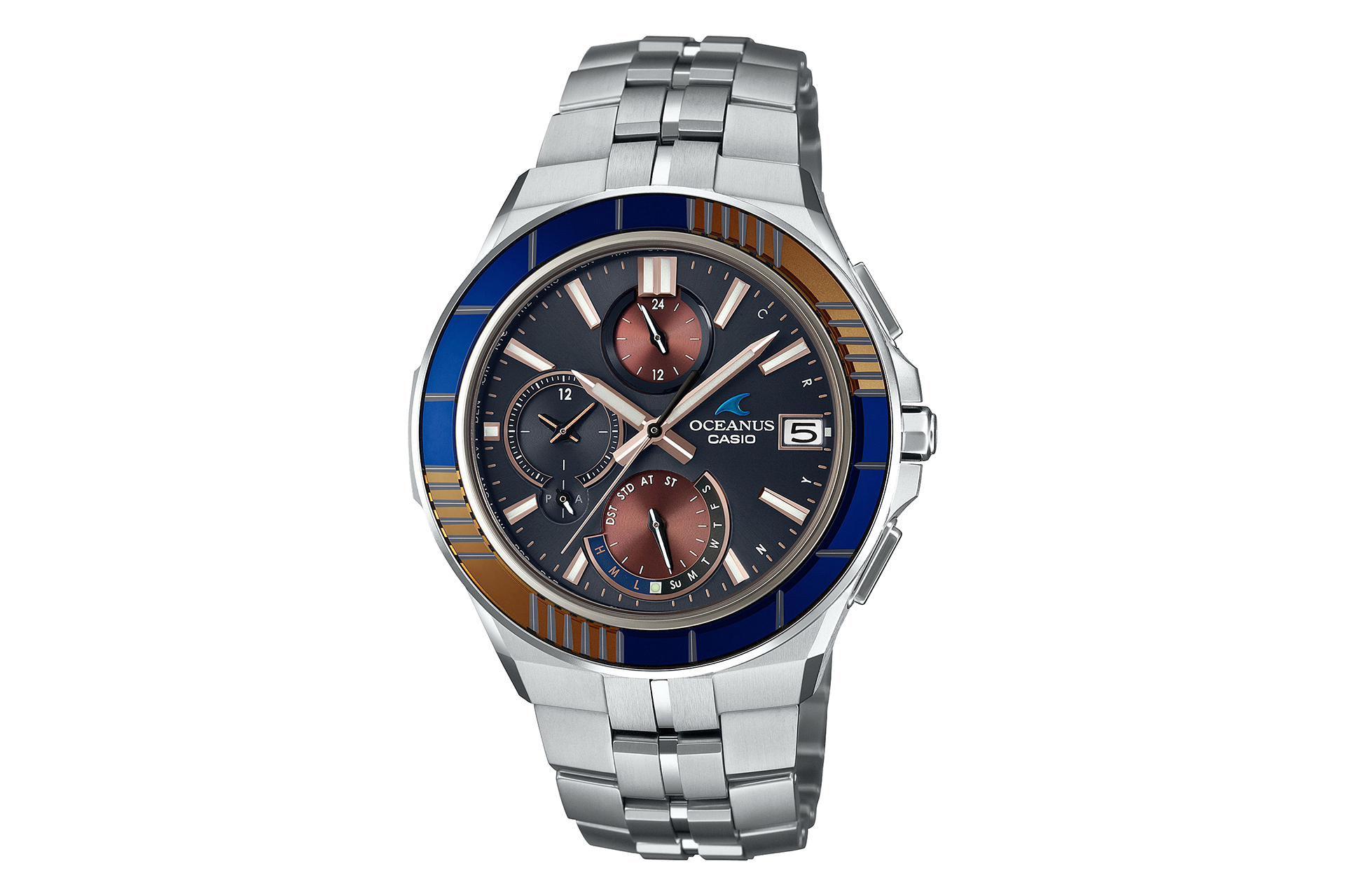 カシオ、ベゼルに江戸切子を使った「OCEANUS Manta OCW-S5000D