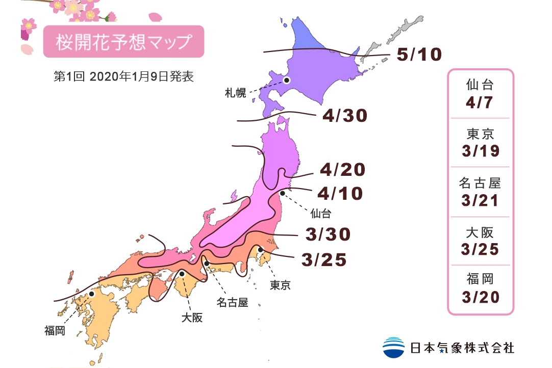 日本気象が年の桜開花予想を発表 全国的に早い開花へ トラベル Watch