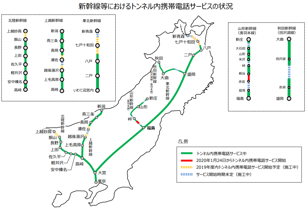 携帯電話3社 山形新幹線 奥羽本線 赤岩駅 岩谷駅間のトンネル内をエリア化 トラベル Watch