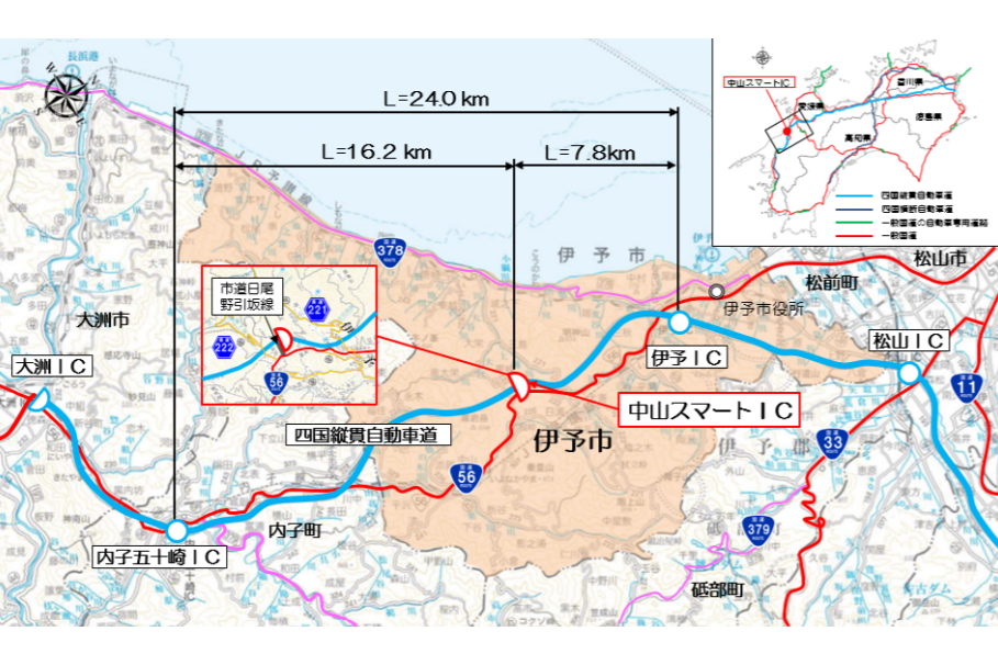 Nexco西日本 松山道 伊予ic 内子五十崎ic間に 中山スマートic 3月21日15時開通 トラベル Watch
