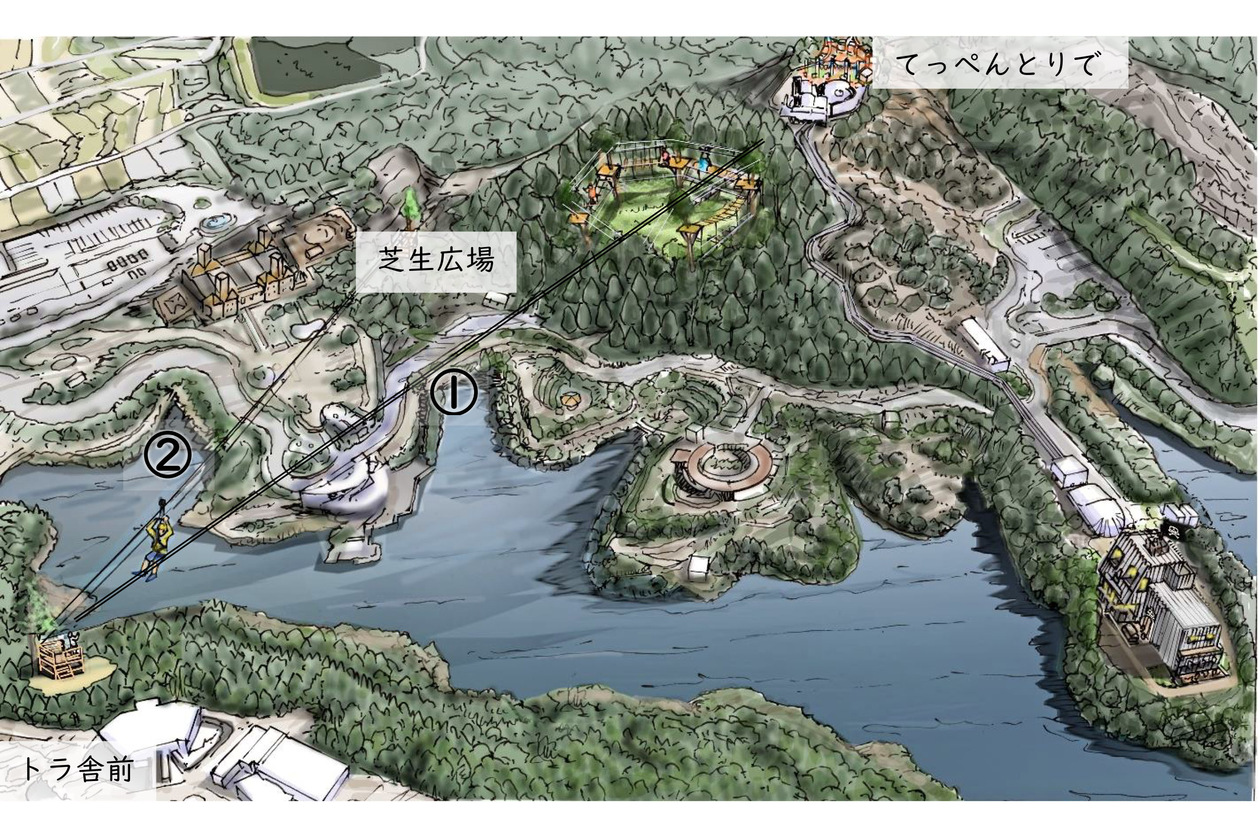 愛媛県 えひめこどもの城 とべ動物園 を結ぶ四国最大級のジップライン整備 21年3月オープン トラベル Watch