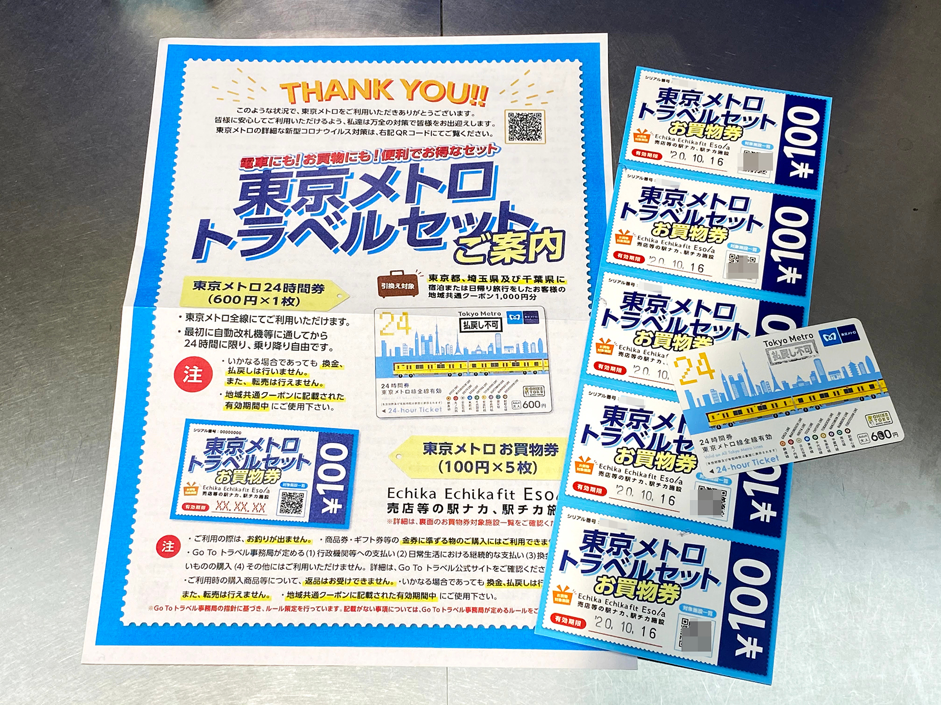 Go To トラベルのクーポンを東京メトロの24時間券に交換してお得に活用する方法 1000円券で1100円相当 お買物券は100円単位で小分けで使える トラベル Watch