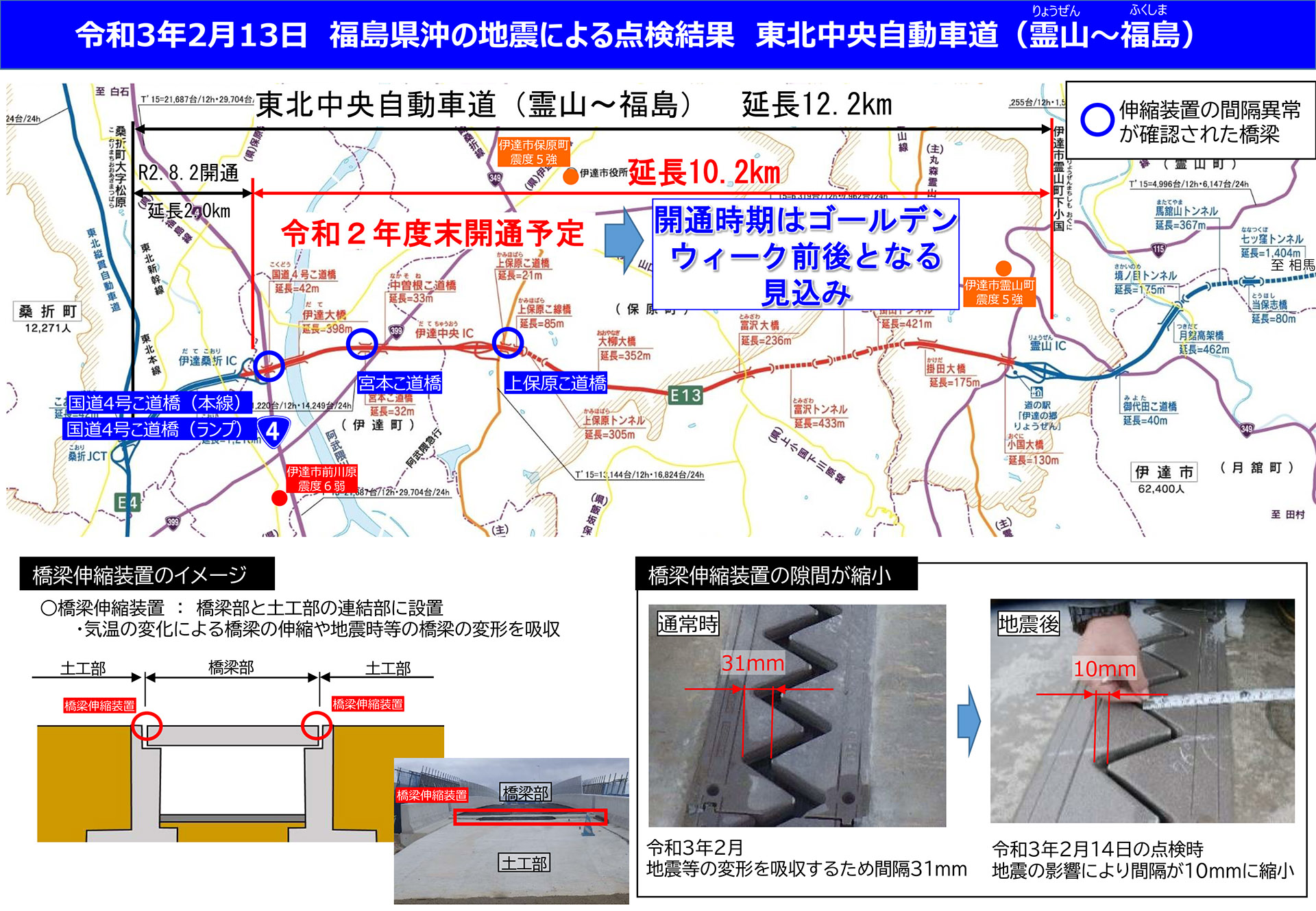 東北中央道 相馬 福島の全線開通はgw前後に延期 2月13日の地震で補修必要に トラベル Watch