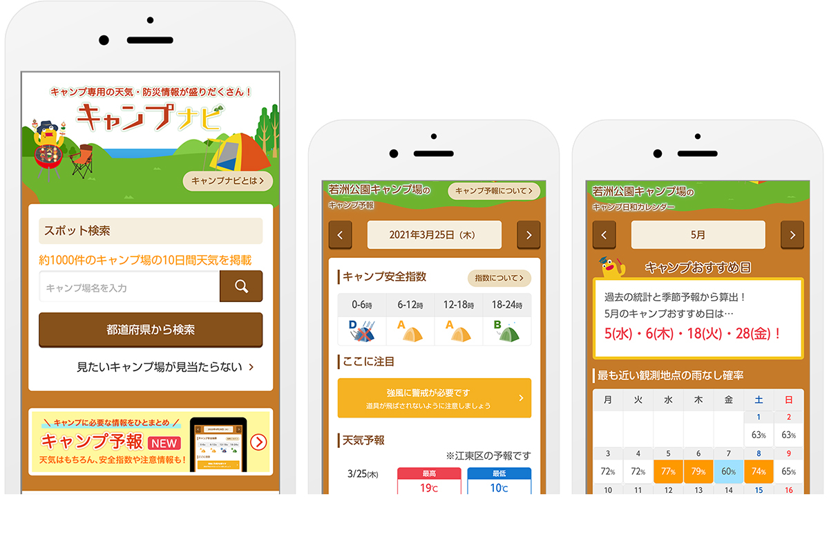 キャンプ専門の天気サイト キャンプナビ 開始 全国1000か所の安全指数や半年先のお勧め日が分かる トラベル Watch