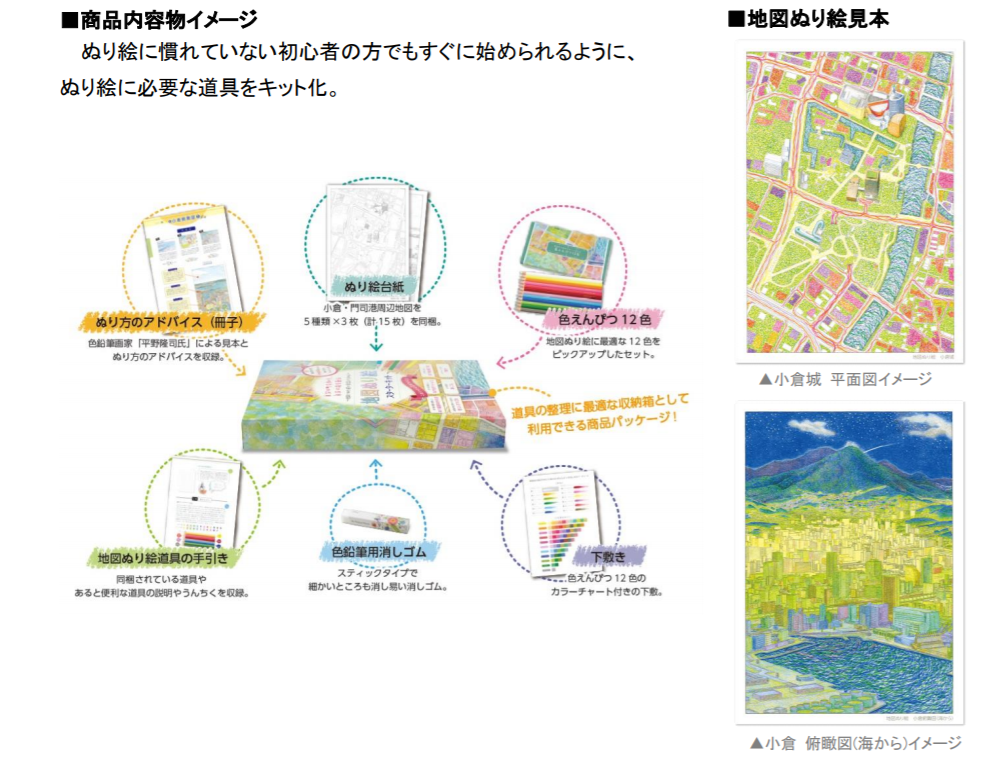 ゼンリン 地図ぬり絵 スターターキット 小倉駅周辺 門司港 発売 トラベル Watch