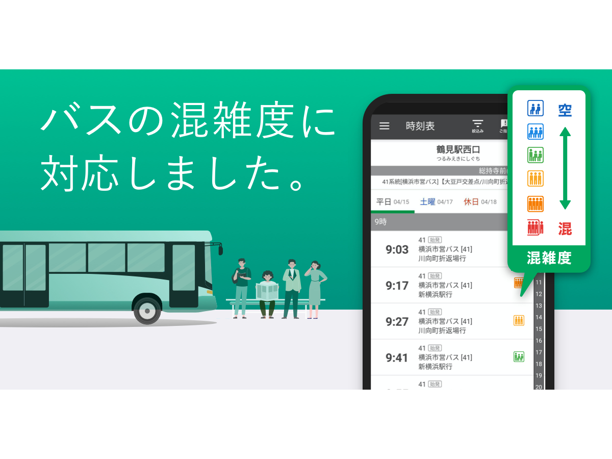 Navitimeで バス混雑予測 提供 未来の混雑予想も 横浜市営バスからサービス開始 トラベル Watch