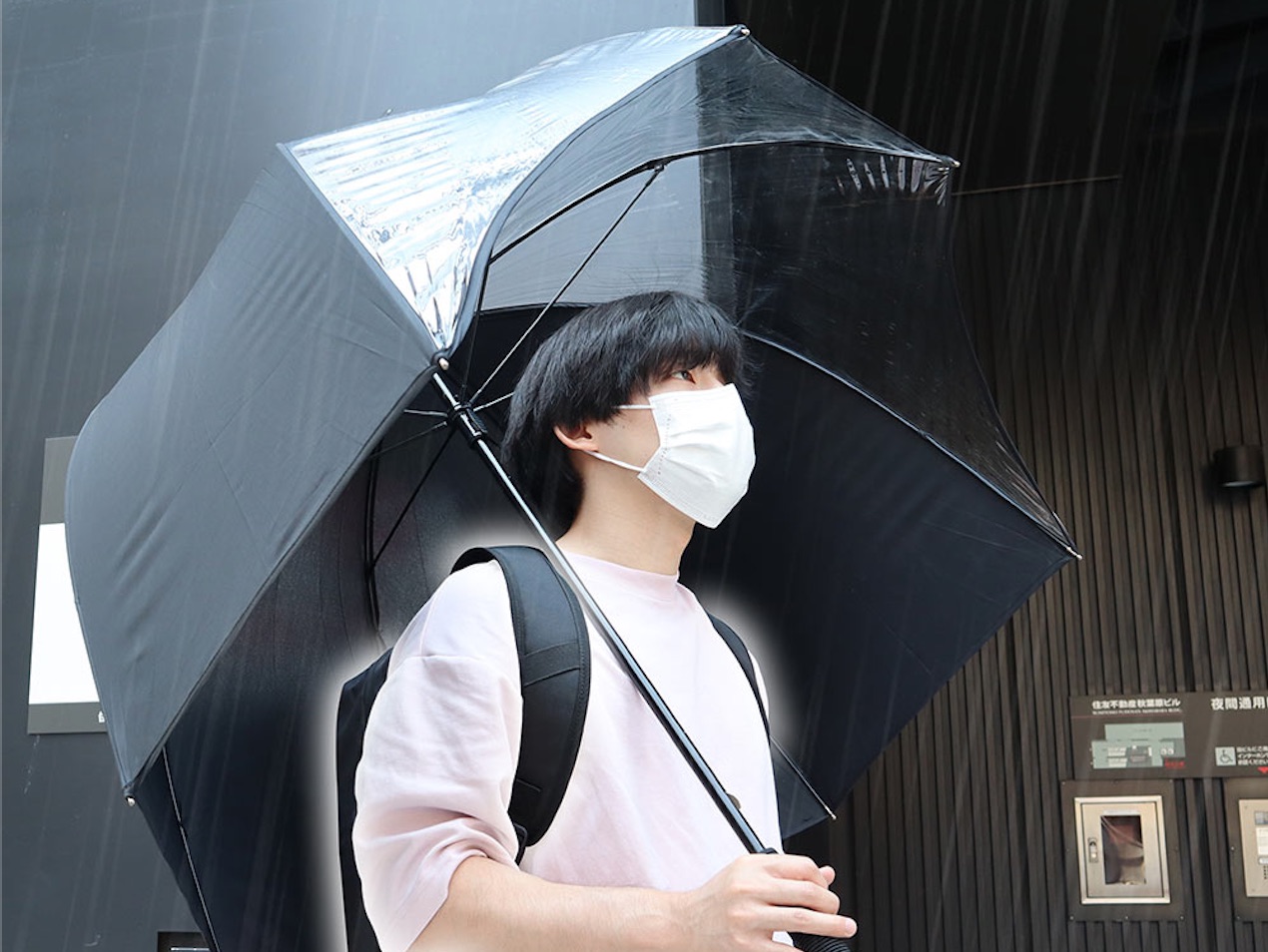 サンコー、背中のカバンが濡れない「リュックガードアンブレラ