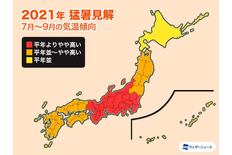 21年はダブル高気圧で 暑い夏 ウェザーニューズ 猛暑見解21 発表 トラベル Watch