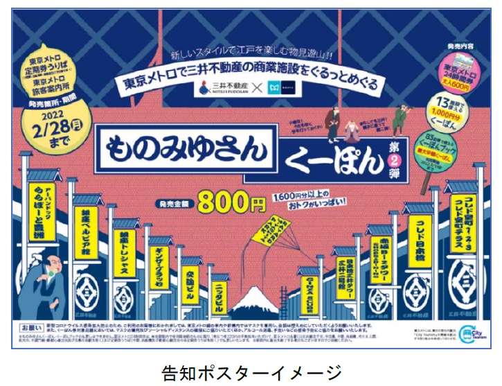 東京メトロ24時間券＆三井不動産の商業施設で使えるクーポン「ものみゆ