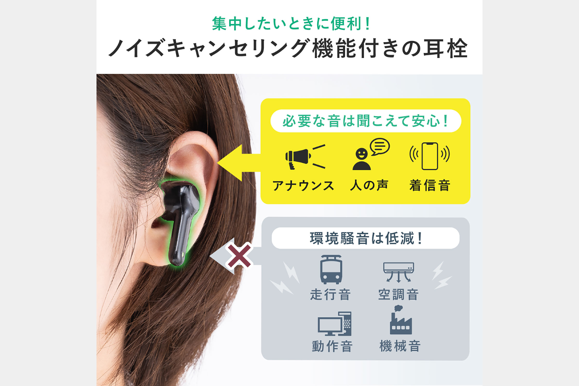 ノイキャン耳栓「400-MMEP1」発売。電車や空調・機械音を低減