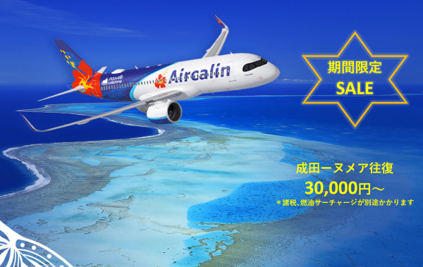 エアカラン、成田～ニューカレドニア線が3万円からのセール - トラベル