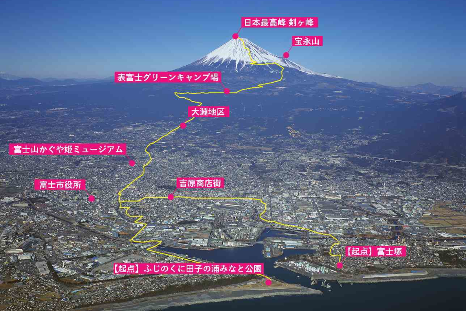 富士市、海抜0mから頂上に挑む「富士山登山ルート3776」開山。スタンプ