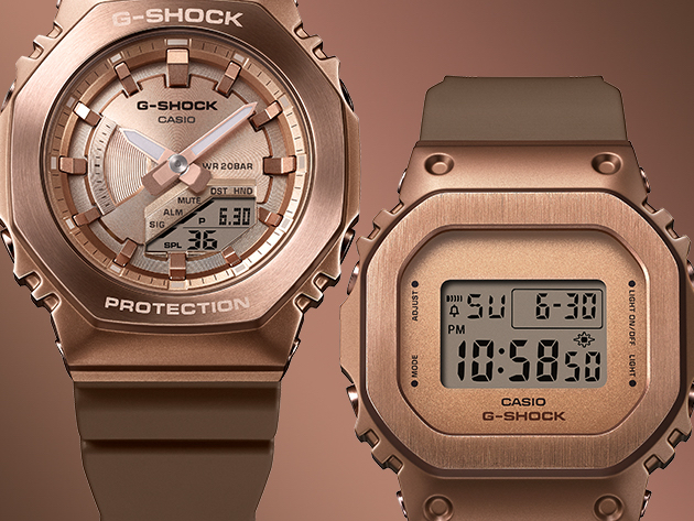 G Shock メタルカバードシリーズにブロンズカラー メタルベゼルにブラウンip処理 トラベル Watch