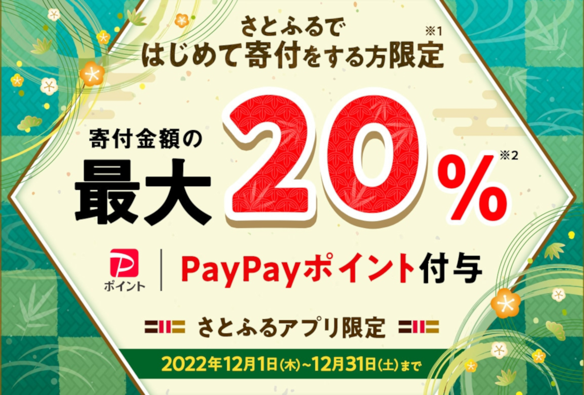 ふるさと納税「さとふる」、初めての人は寄付金額の最大20％PayPayポイント付与。12月31日まで アプリ限定「はじめてのさとふるキャンペーン」 -  トラベル Watch