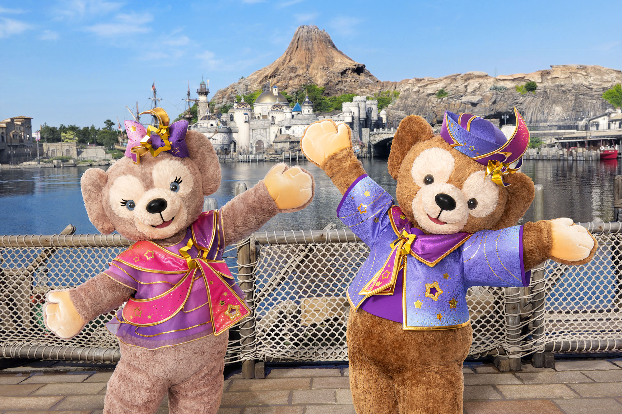 海外直送東京ディズニーシー10周年限定ダッフィー＆シェリーメイ Mサイズ ※タグケースダメージあり 全長約80cm 幅約40cm◆3102/掛川店 ダッフィー