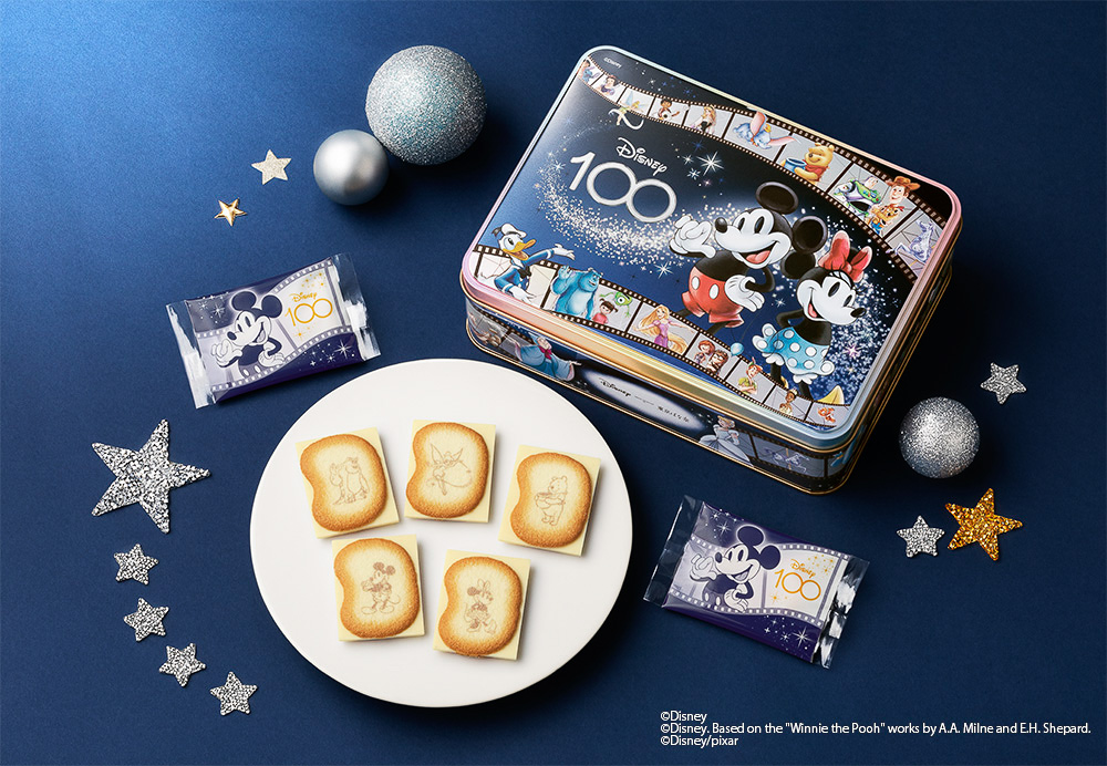 東京ばな奈、ディズニー創立100周年のスペシャル缶。豆皿9枚セットも