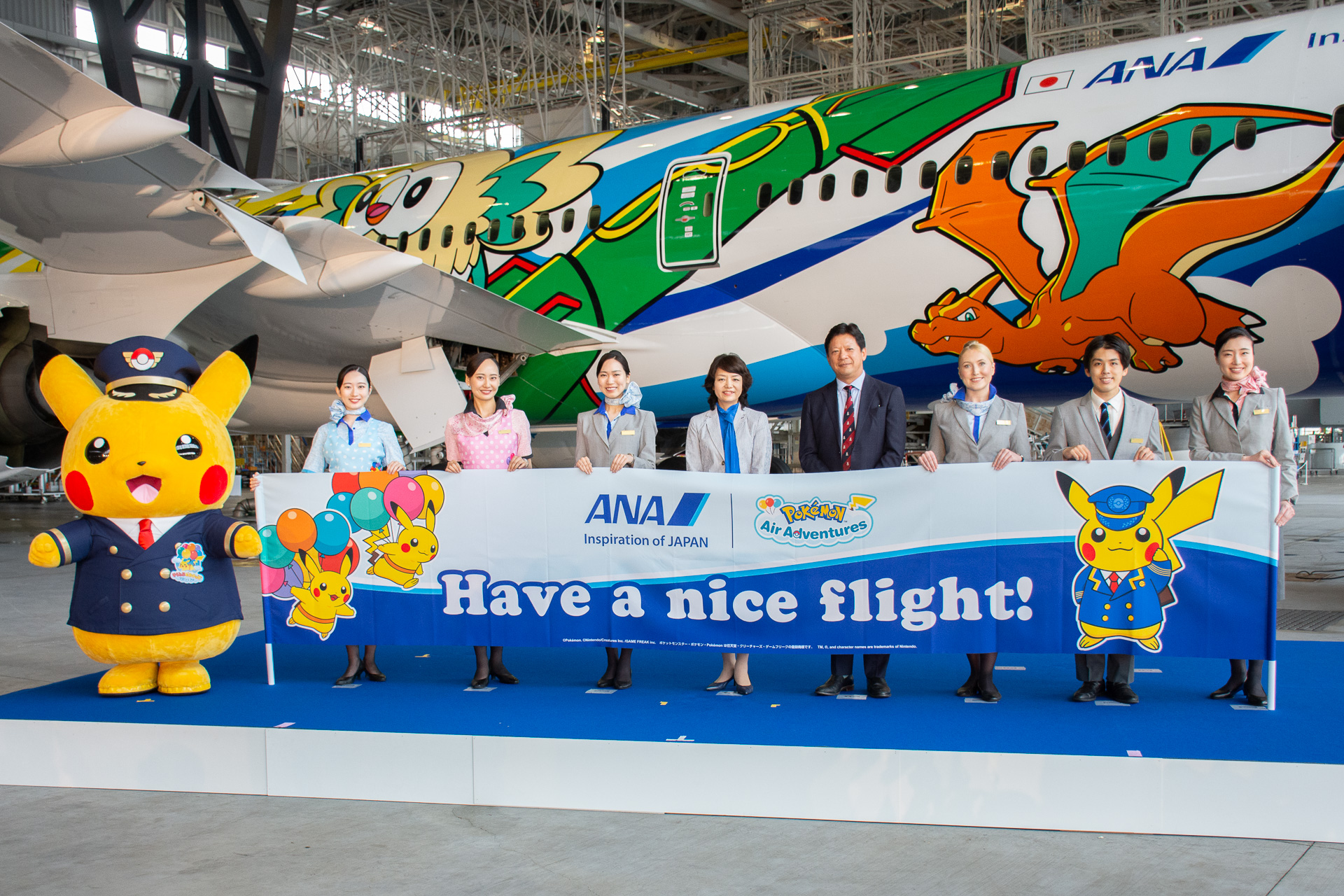 ピカチュウジェットNH、バンコク線で初便就航。ANA矢澤常務