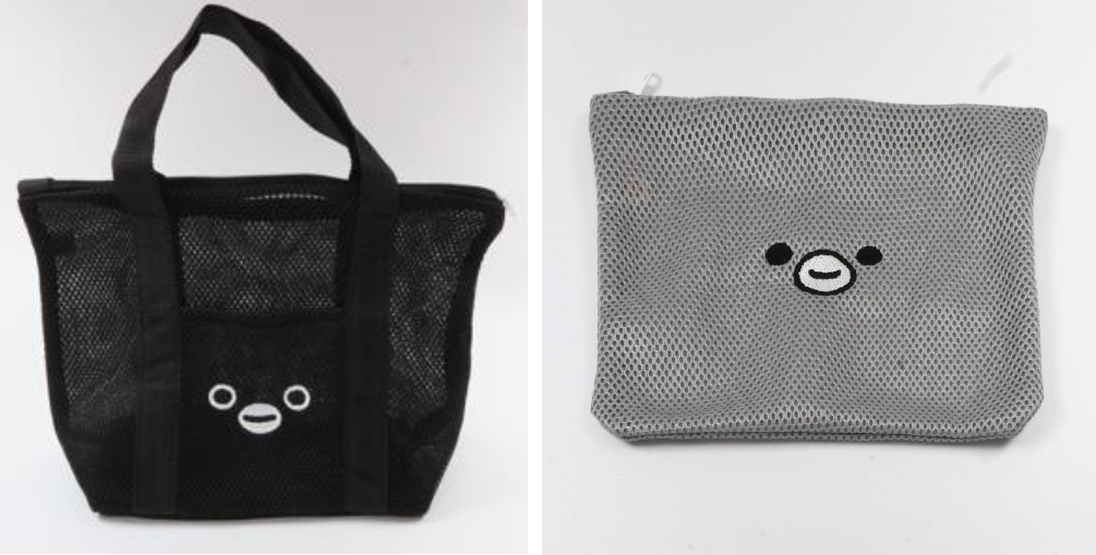 Suicaのペンギン」メッシュ素材のトートバッグ＆ポーチ。そのまま洗濯