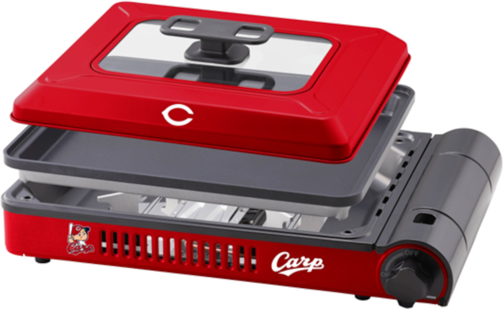 イワタニ×広島東洋カープ、真っ赤な「カセットガス式ホットプレート