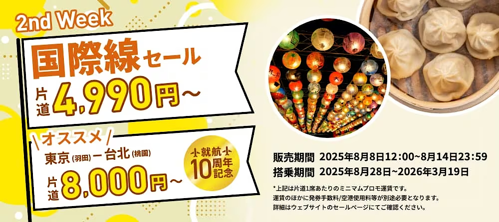 ピーチ、国際線片道4990円～「Peachの旅フェス」2週目まもなく開始 