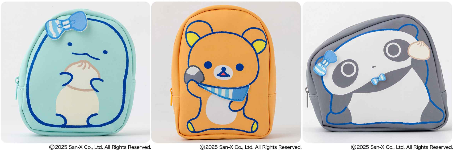 ローソン限定、リラックマ/すみっコ/たれぱんだのポーチ発売。“青と白