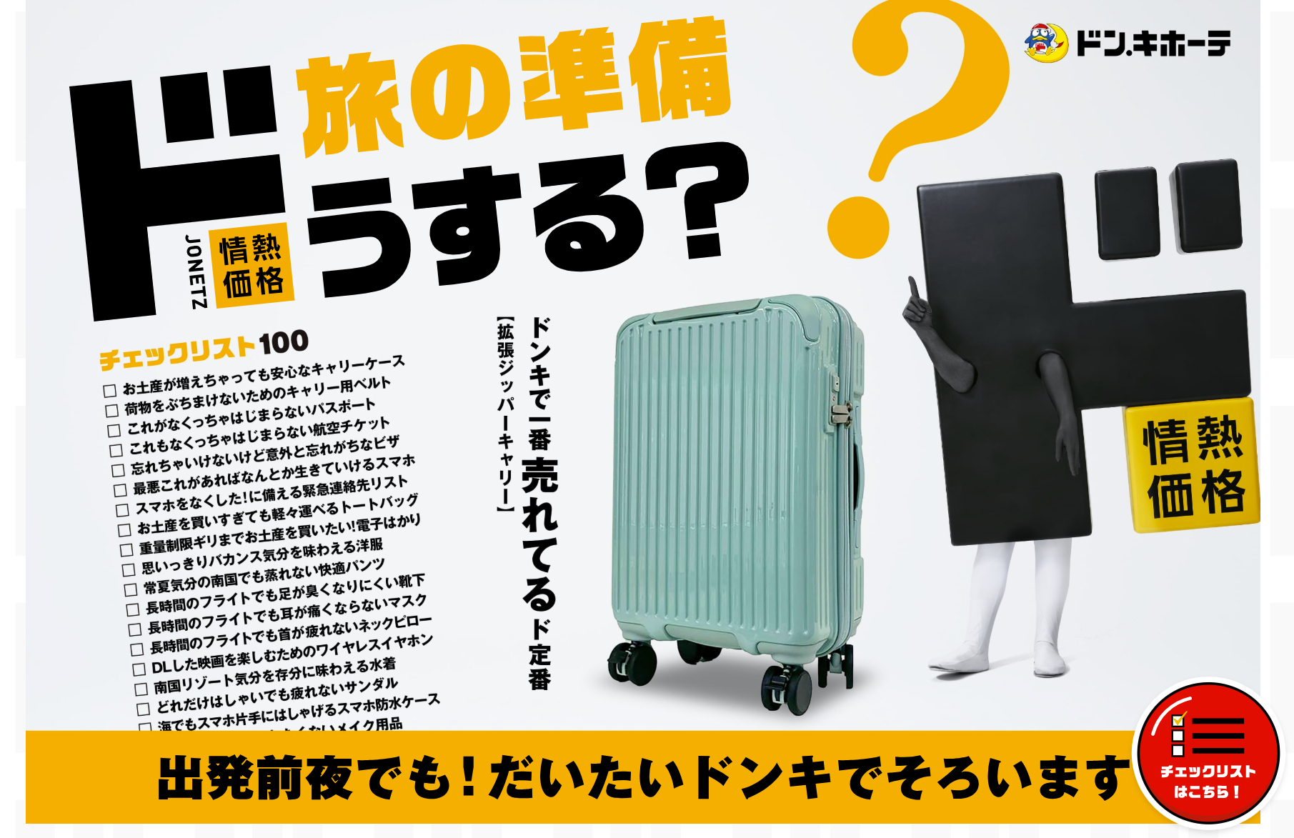 取引キャンセルで再出品ドンキで購入1度使用キャリーケース 痛キャリー”誕生!? 透明なフロントポケットであなたの推しを魅せる