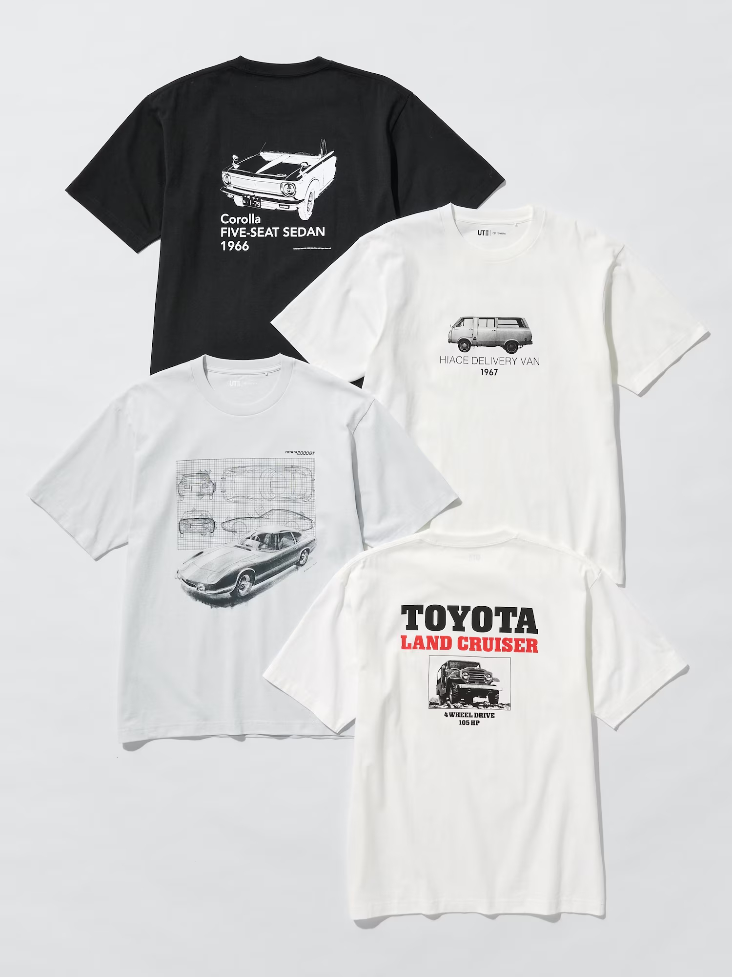 ユニクロ、トヨタの名車をグラフィックで表現した新作Tシャツ。2000GT 