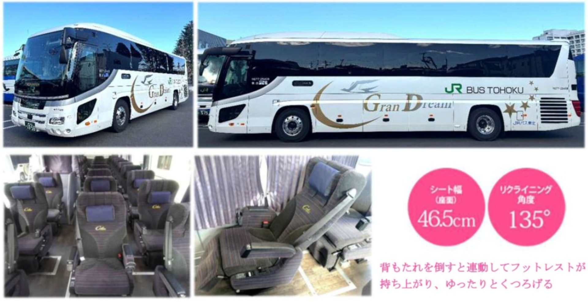 JRバス東北、仙台～首都圏線に「グランドリーム」車両。ゆりかごのよう