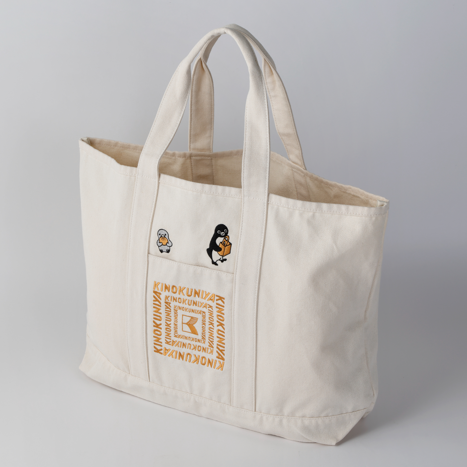 紀ノ国屋、「Suicaのペンギン」刺繍入りビッグトート。パン/いちご