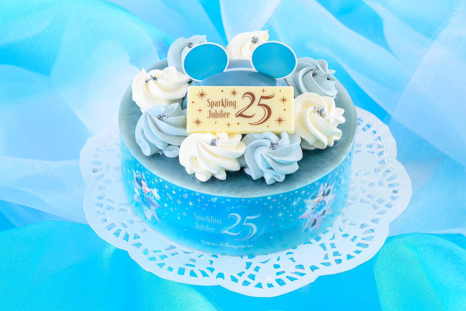 東京ディズニーシー25周年をジュビリーブルーな「ホールケーキ」で
