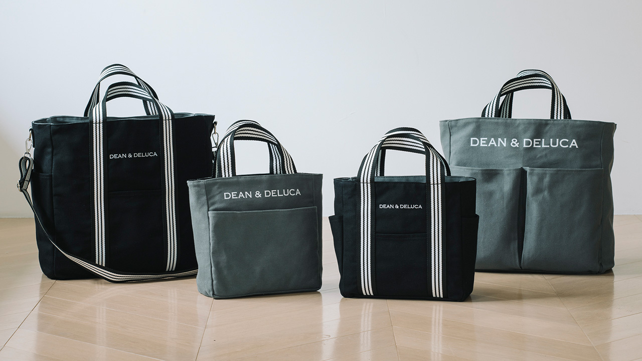 DEAN＆DELUCA、ブラックとグレーの「リバーシブルトートバッグ