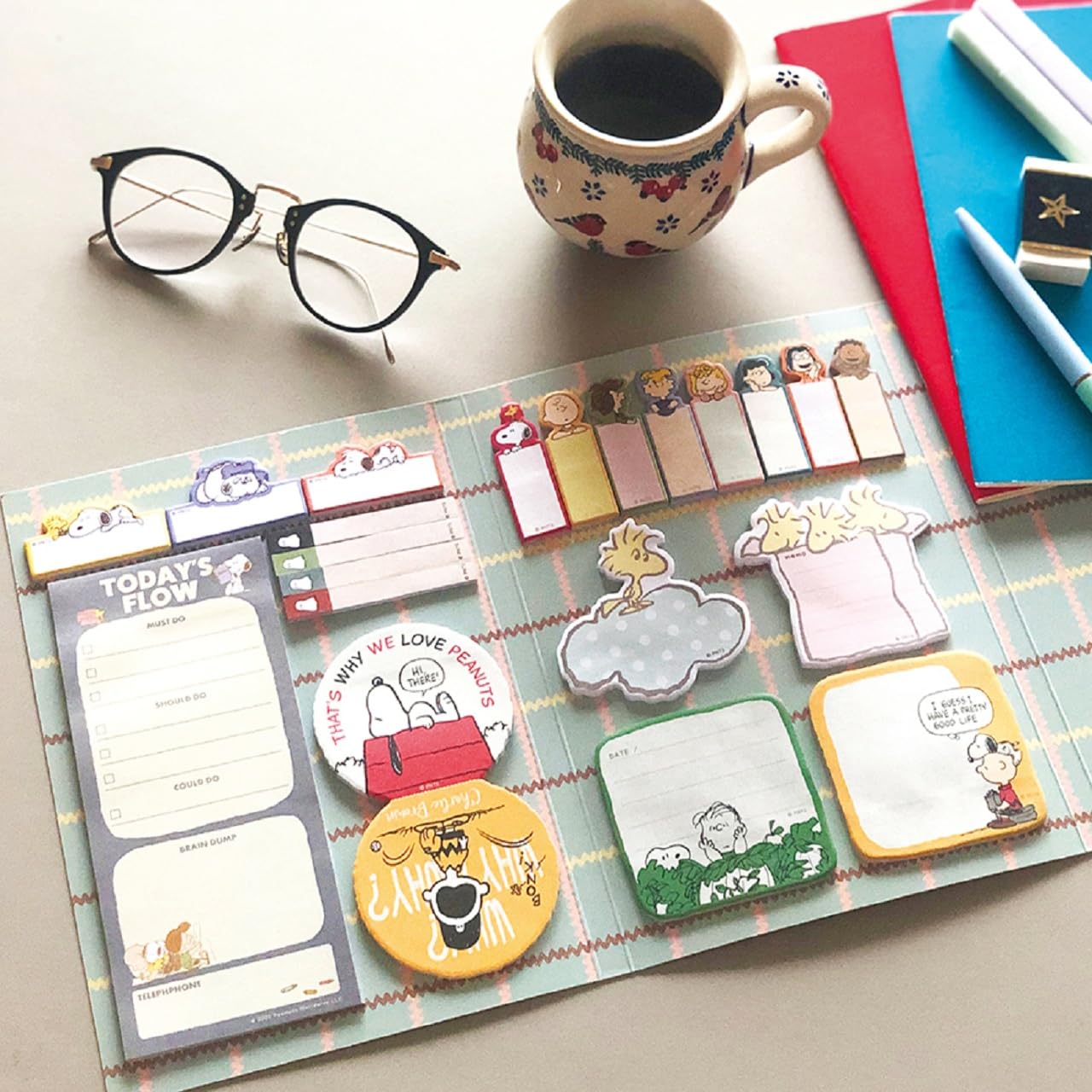 本日発売「スヌーピー」の超ボリュームふせんセット。大小21種類・全