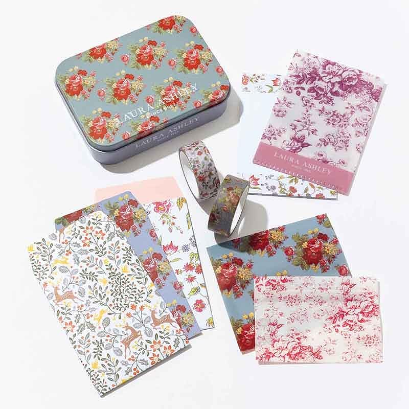 ローラアシュレイの缶ケース入り文具9点セット付録、GLOW 12月号増刊